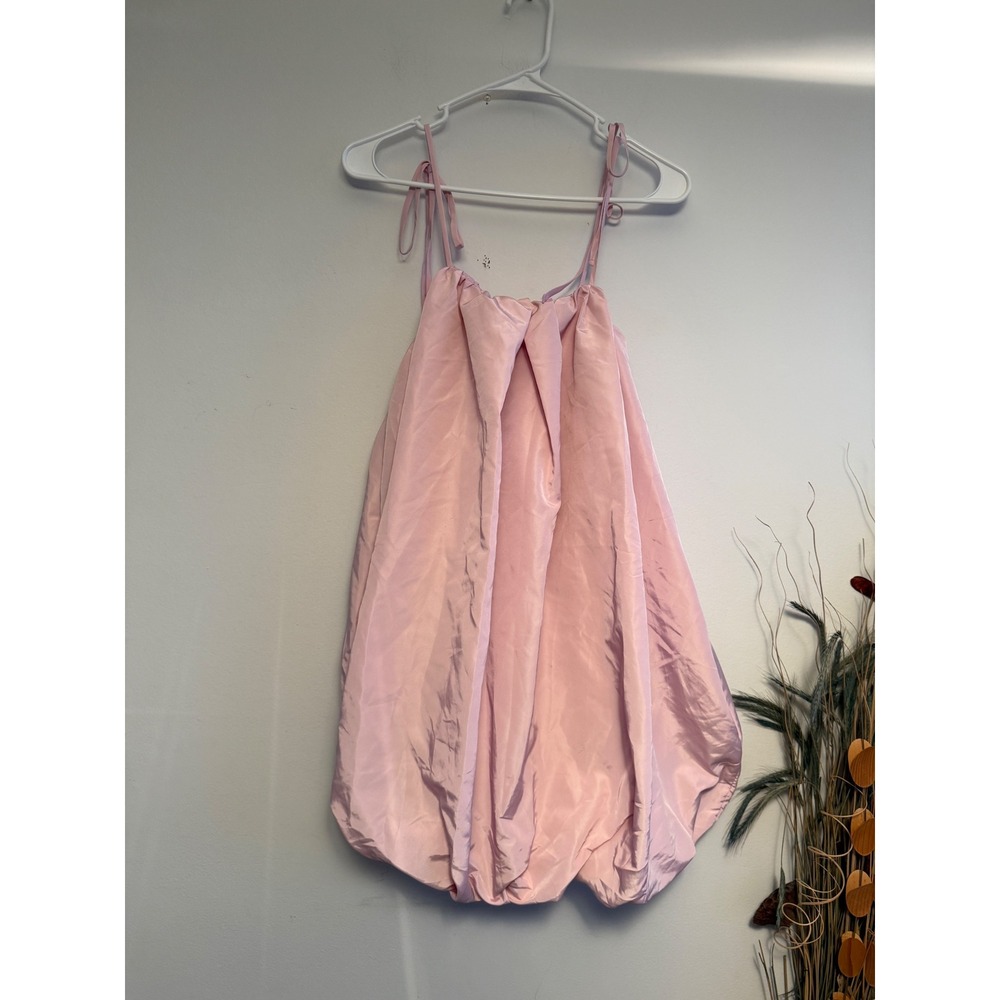 Old Navy The Occasion Pink Bubble Hem Mini Dress Tie Strap Tall Medium 303